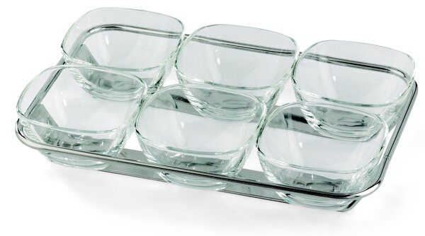 UNO MILLE Macedonia Cups 6 Pieces 30x20xh6cm with Steel Stand and Crystal Bowl