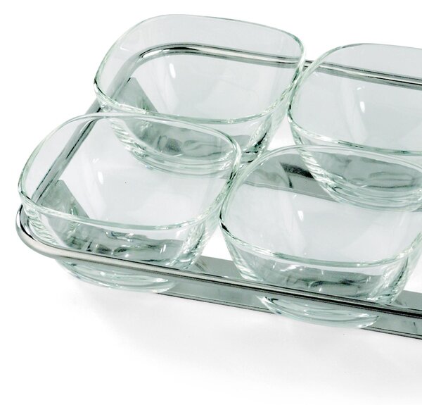 UNO MILLE Macedonia Cups 6 Pieces 30x20xh6cm with Steel Stand and Crystal Bowl
