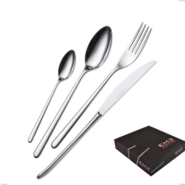 VENICE Cutlery Set 49 Pieces Polished Stainless Steel 1810 AISI304 4.0 mm Thickness in Gift Box