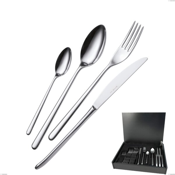 Venice 24-Piece Cutlery Set in Wooden Case, Stainless Steel 18/10 (AISI304), 4.00 mm Thickness