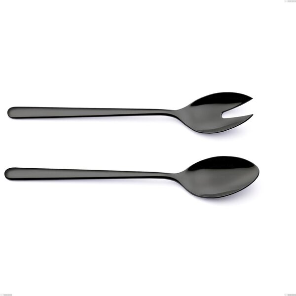Venice Gun Metal Salad Cutlery Set, Stainless Steel 18-10 with Gunmetal PVD Coating, 4 mm Thickness, 260 mm Length