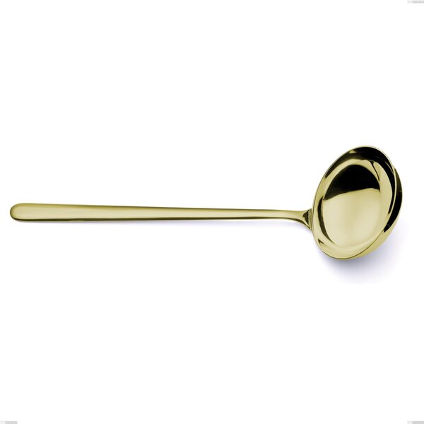 Venice Tin Gold Ladle, Stainless Steel 18-10 Gold PVD Treatment, 4 mm Thickness, 310 mm Length