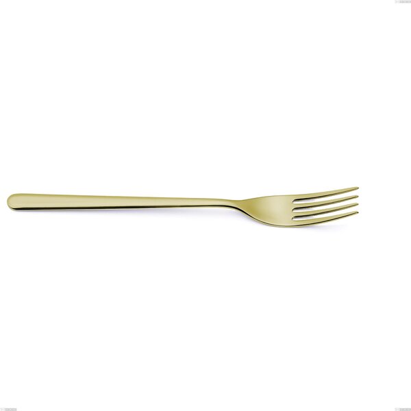 Venice Tin Gold Serving Fork, 18-10 Stainless Steel with Gold PVD Treatment, 4 mm Thickness, 262 mm Length