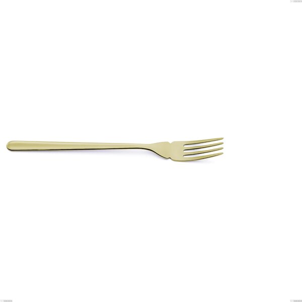 Venice Tin Gold Fish Fork, Stainless Steel 18-10 with Gold PVD Treatment, 4 mm Thickness, 200 mm Length