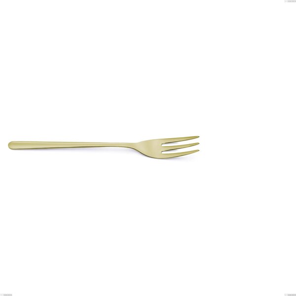 Venice Tin Gold Dessert Fork, Stainless Steel 18-10 Gold PVD Treatment, 4 mm Thickness, 171 mm Length