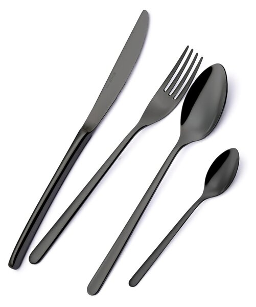 VENICE Gun Metal Cutlery Set 75 Pieces 12 Table Settings Stainless Steel 18/10 AISI304 4.0 mm Thickness in Wooden Case