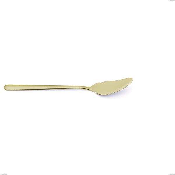 Venice Tin Gold Fish Knife, Stainless Steel 18-10 Gold PVD Treatment, 4 mm Thickness, Length 210 mm