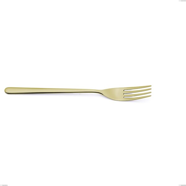 Venice Tin Gold Table Fork, Stainless Steel 18-10 Gold PVD Treatment, 4 mm Thickness, 232 mm Length