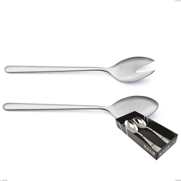 2-piece Venice Sandblasted salad set in showcase packaging, Aisi 304 stainless steel sandblasted cutlery, 4 mm thickness