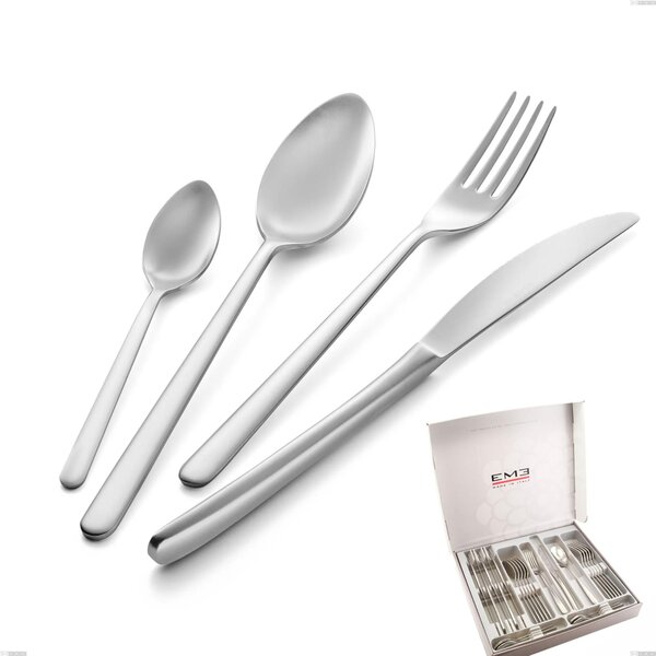 Venice Sandblasted 24-piece cutlery set in case, Stainless Steel Aisi 304 Sandblasted Cutlery, 4 mm thickness
