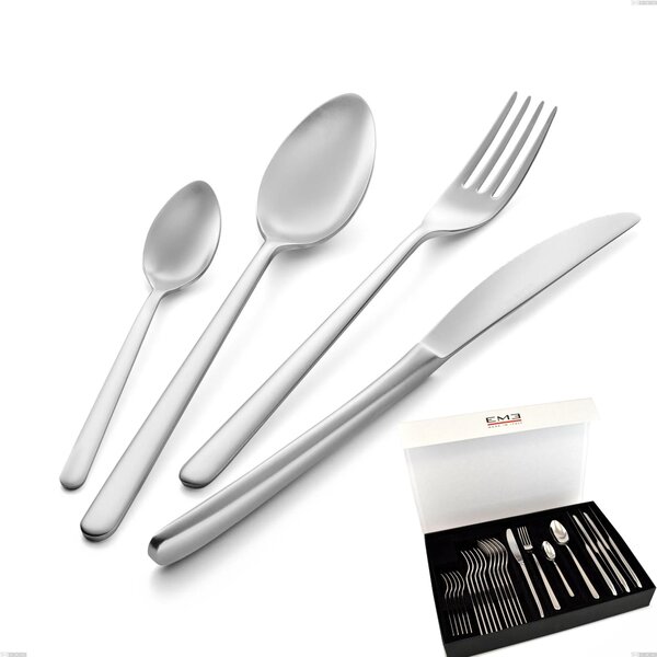 VENICE Sandblasted Cutlery Set 24 Pieces Matte Stainless Steel 18/10 AISI304 Thickness 4.0 mm in Panoramic Packaging