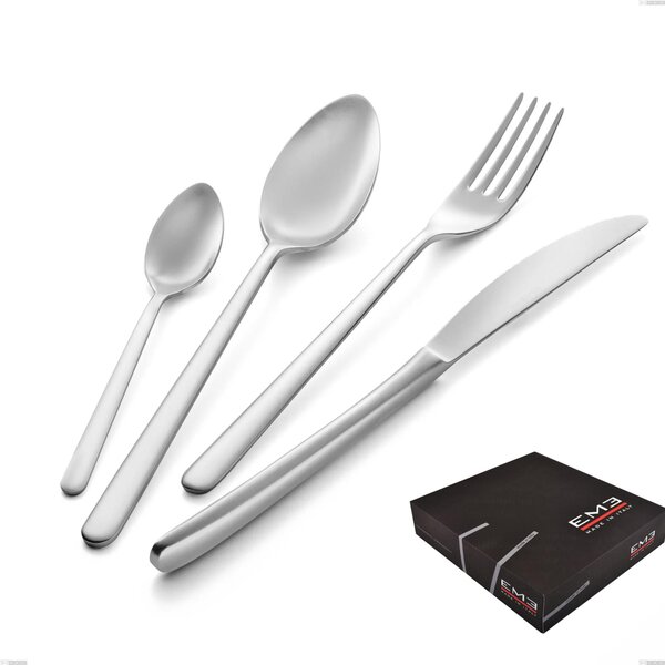 VENICE Sandblasted 49 Piece Cutlery Set Stainless Steel Matte 18/10 AISI304 4.0 mm Thickness in Gift Box