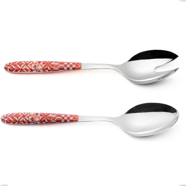 True Circle Salad Cutlery Pair, 18.0 Stainless Steel Nickel Free, PBT Handle with Sublimated Polished Steel, Length 25 mm Name: True Circle