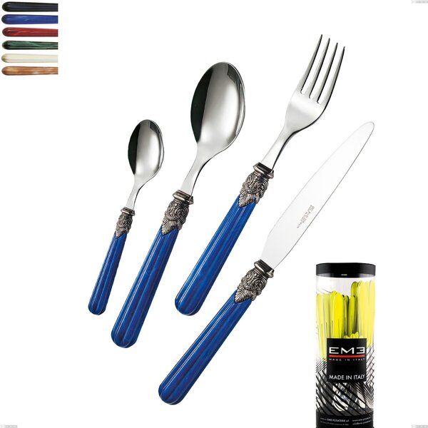 Cylinder Package Cutlery Set 24 Pieces Versailles, Stainless Steel 18/10 AISI 304 Polished with Acrylic Handle