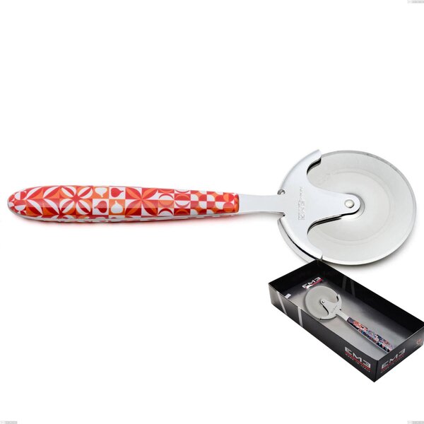 Vero Circle showcase packaging pizza cutter wheel, 18.0 stainless steel nickel free, PBT handle with polished steel sublimation