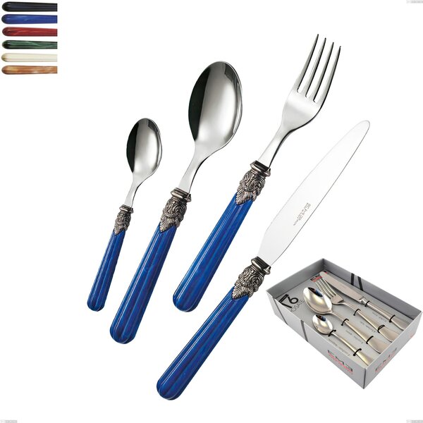16-piece Versailles cutlery set in showcase packaging, 18/10 AISI 304 polished stainless steel with acrylic handle