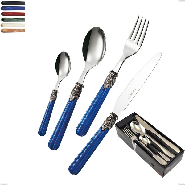Versailles 24-piece cutlery set in space-saving packaging, 18/10 AISI 304 Polished Stainless Steel with acrylic handle