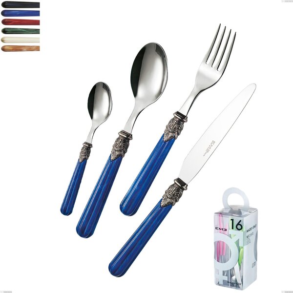 You&Me 16 Pieces Versailles Cutlery Set, 18/10 AISI 304 Polished Stainless Steel with Acrylic Handle