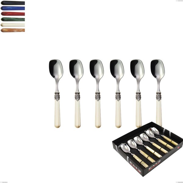 Showcase Box 6 Pieces Versailles Ice Cream Spoon, Polished 18/10 AISI 304 Stainless Steel with Acrylic Handle