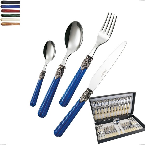 Versailles 49 Piece Cutlery Set in Canteen Box, Polished 18/10 AISI 304 Stainless Steel with Acrylic Handle