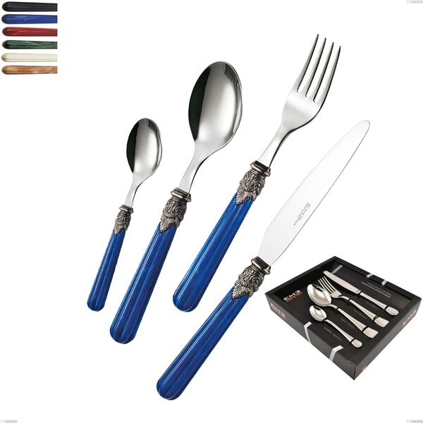 Versailles 24-piece cutlery set in display case, Polished 18/10 AISI 304 Stainless Steel with acrylic handle