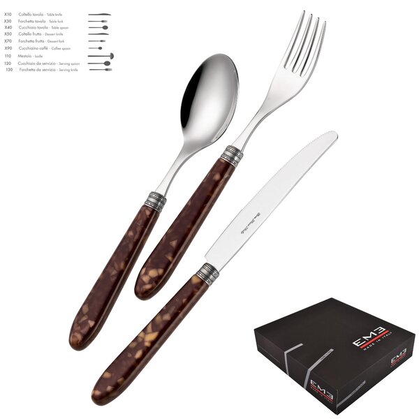 Colourful Cutlery Set 75 Pieces VENDOME TARTARUGA in 18/10 Stainless Steel (AISI304) in Gift Packaging