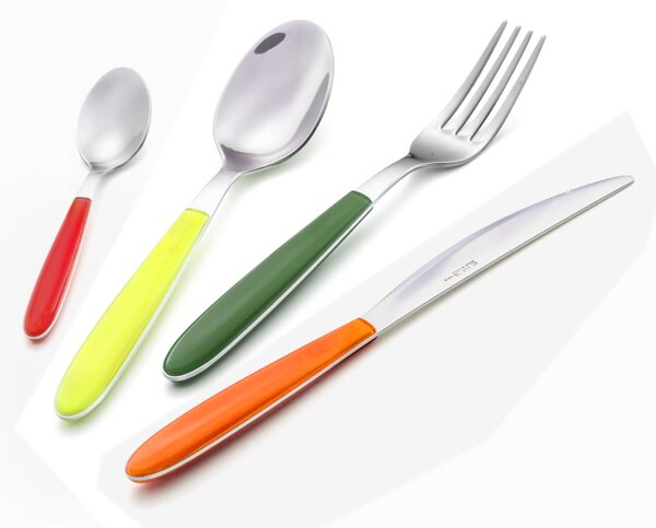 VERO Colourful Cutlery Set 24 Pieces: 6 Knives, 6 Forks, 6 Spoons, 6 Coffee Spoons (Mixed Colours 24 Pieces)