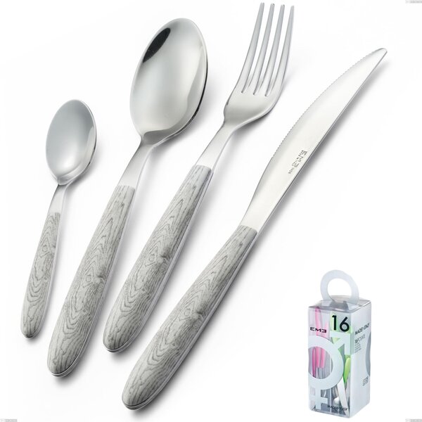 You&Me 16 Pieces Cutlery Set True Birch, 18.0 Steel, Sublimated PBT Handle Polished Steel Name: True Birch