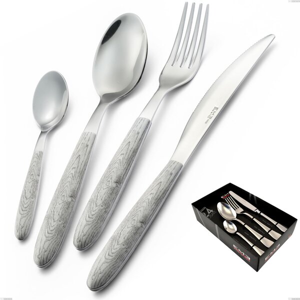 24 Piece Vero Betulla Cutlery Set in Display Case, 18.0 Steel, PBT Handle with Sublimated Polished Steel