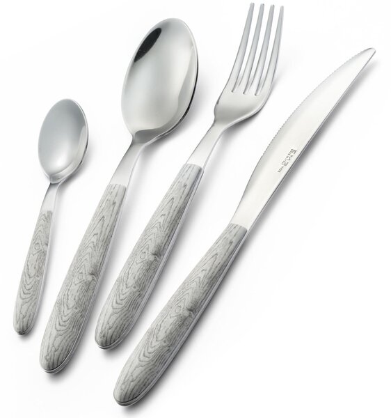 24-Piece Vero Betulla Cutlery Set in Space-Saving Packaging, 18.0 Steel, Sublimated PBT Handle, Polished Steel