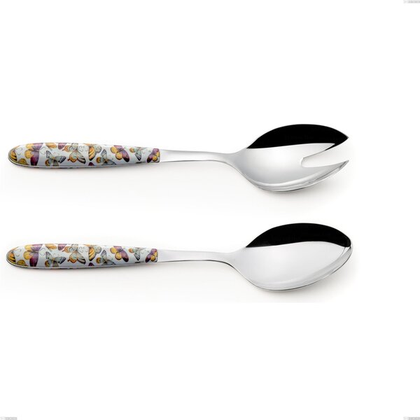 True Butterfly Salad Cutlery Pair, 18.0 Nickel-Free Steel, PBT Handle with Sublimated Polished Steel, Length 250.00 mm, Name: Vero Butterfly