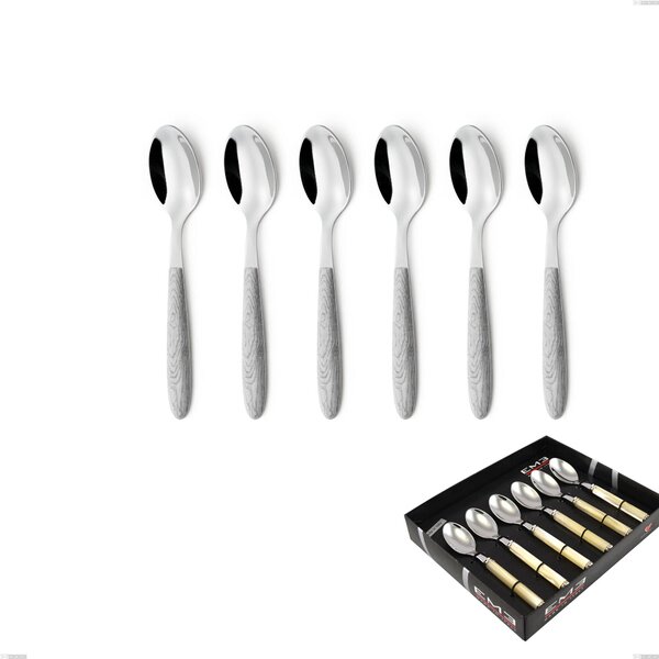 Display Pack 6 Pieces True Birch Coffee Spoon, 18.0 Steel, PBT Handle with Sublimated Polished Steel Name: Vero Betulla