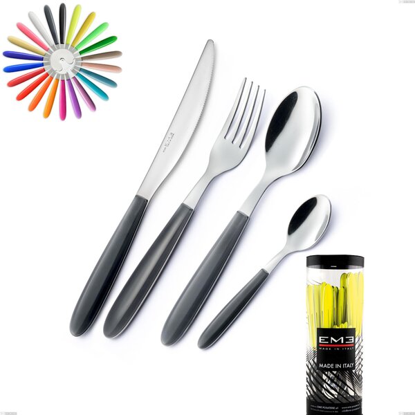 Cylinder Packaging Cutlery Set 24 Pieces Vero, Stainless Steel 18/0 AISI 430 Nickel Free with ABS Acrylic Handles