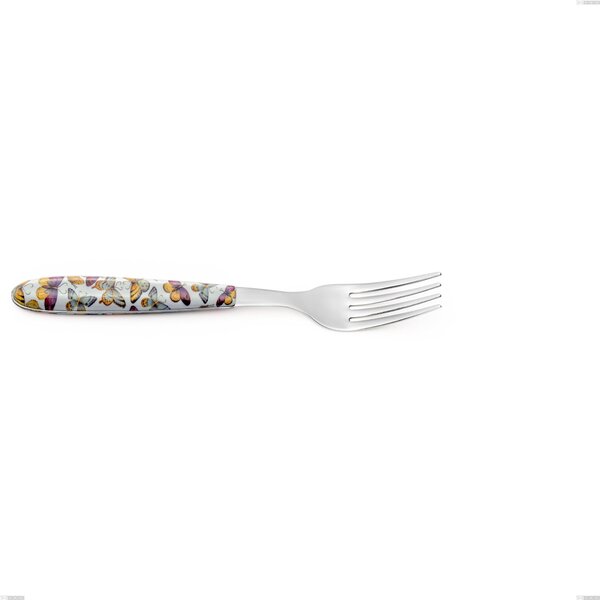 True Butterfly table fork, 18.0 nickel-free stainless steel, PBT sublimated polished steel handle, length 205.00 mm, name: True Butterfly