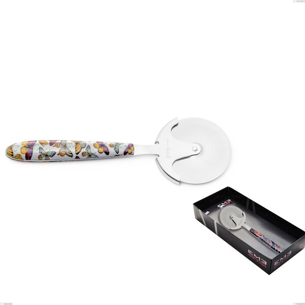 Showcase Packaging Vero Butterfly Pizza Cutter Wheel, 18.0 Nickel Free Steel, Sublimated PBT Handle Polished Steel Name: Vero Butterfly