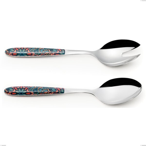 True Damascus Salad Pair, 18.0 Nickel-Free Steel, PBT Handle with Sublimated Polished Steel, Length 250 mm Name: Vero Damasco