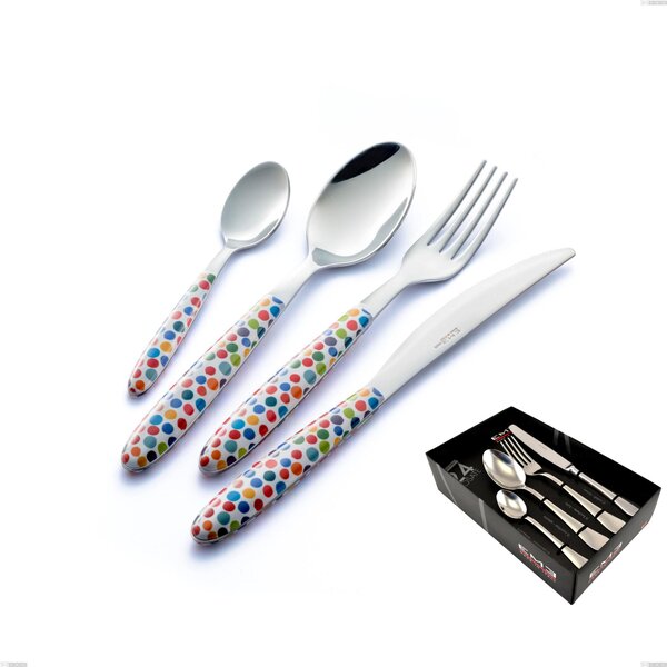 24 Piece Vero Coriandoli Cutlery Set in Display Box, Nickel-Free 18.0 Steel, Sublimated PBT Handle with Polished Steel
