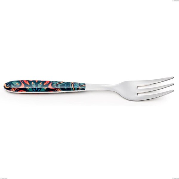 Dessert Fork True Damascus, 18.0 Nickel Free Steel, Sublimated PBT Handle with Polished Steel, Length 150 mm Name: Vero Damasco
