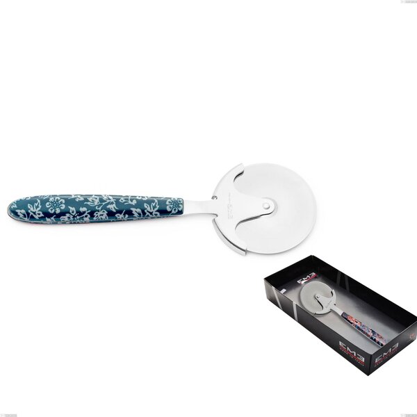 Showcase Packaging Vero Flowers Pizza Cutter Wheel, 18.0 Nickel Free Steel, PBT Handle with Sublimated Polished Steel Name: Vero Flowers