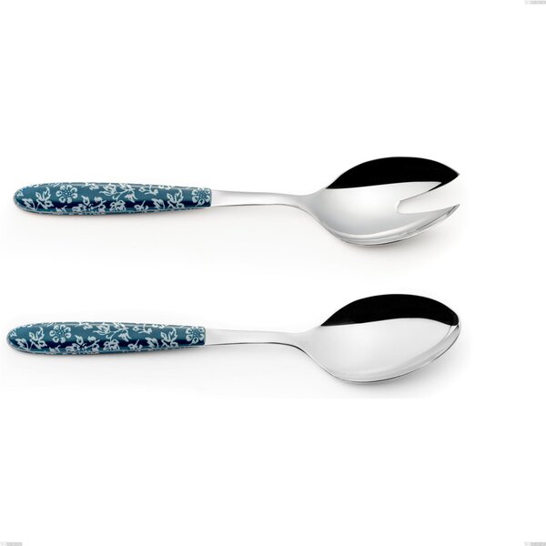 True Flowers Salad Cutlery Set, 18.0 Stainless Steel Nickel Free, PBT Handle with Sublimated Polished Steel, Length 250 mm