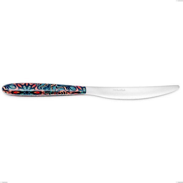 True Damascus Table Knife, Nickel-Free 18.0 Steel, Sublimated PBT Handle with Polished Steel, Length 220 mm Name: Vero Damasco