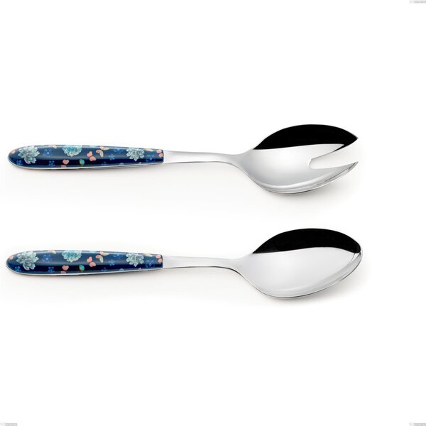 Vero Garden Salad Serving Set, 18.0 Nickel-Free Stainless Steel, PBT Sublimated Handle with Polished Finish, Length 250 mm