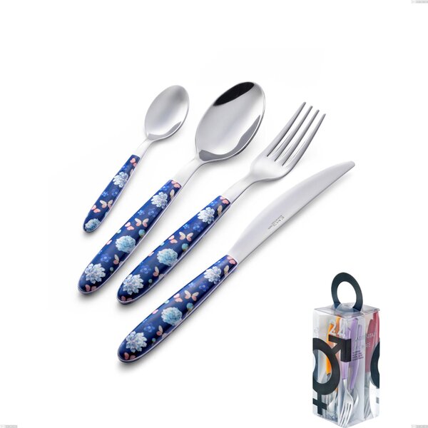 You&Me 24 pieces cutlery set Vero Garden, 18.0 stainless steel nickel free, PBT sublimated handle polished steel Vero Garden