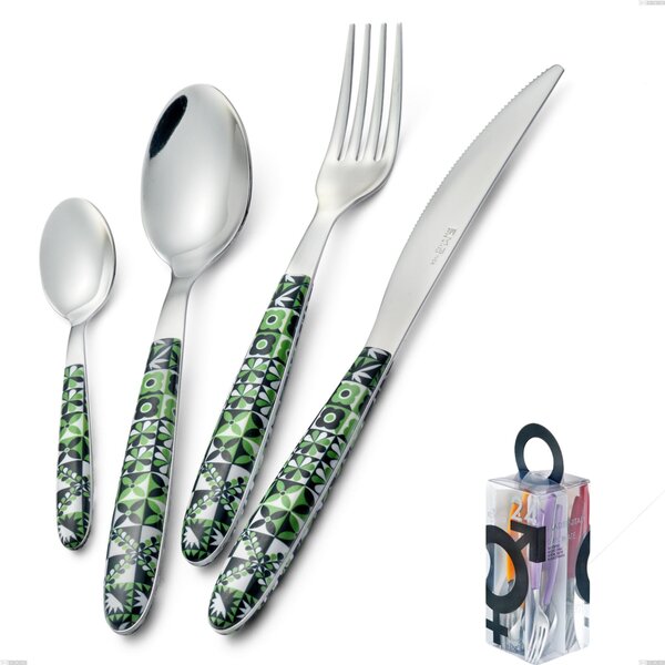You&Me 24 Pieces Cutlery Set Vero Icon, 18.0 Stainless Steel Nickel Free, PBT Sublimated Handle Polished Steel