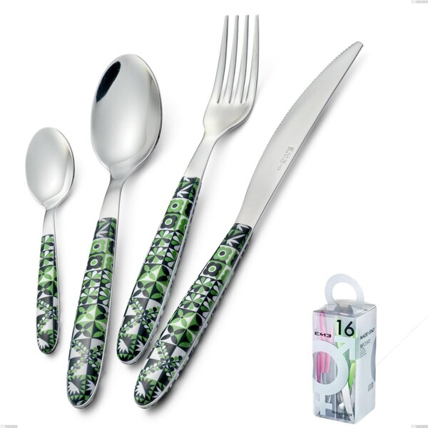 You&Me 16-piece Vero Icon Cutlery Set, 18.0 Stainless Steel Nickel Free, PBT Sublimated Handle Polished Steel
