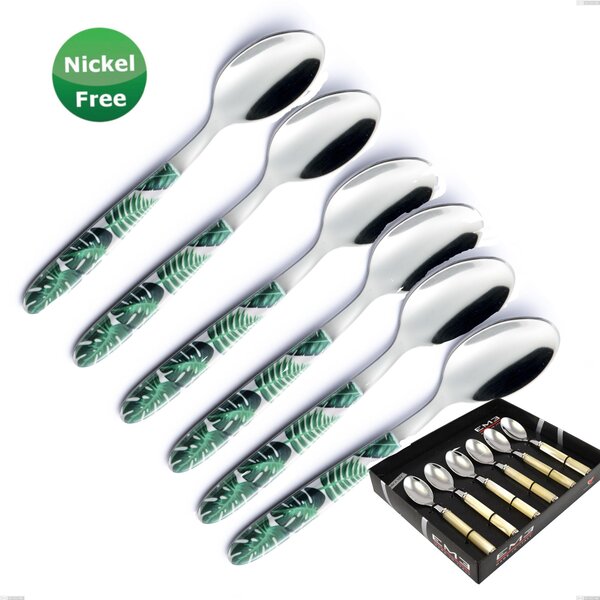 Showcase Pack 6 Pieces Coffee Spoon Vero Jungle Green 36, Stainless Steel 18/0, Thickness 2.5