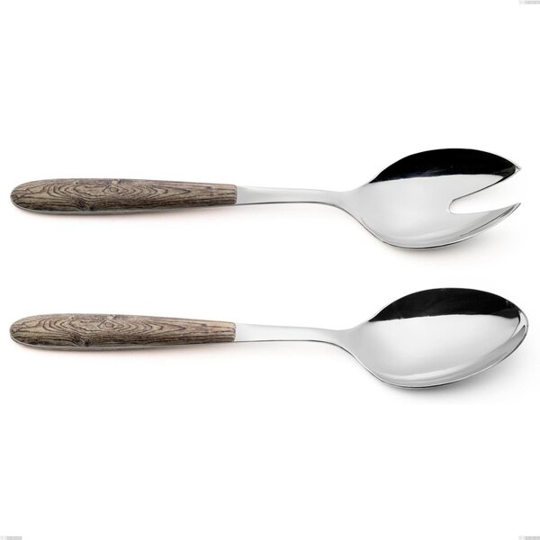 Larch Salad Cutlery Set, 18.0 Nickel Free Stainless Steel, PBT Handle with Sublimated Polished Steel, Length 250 mm, Name: Vero Larice