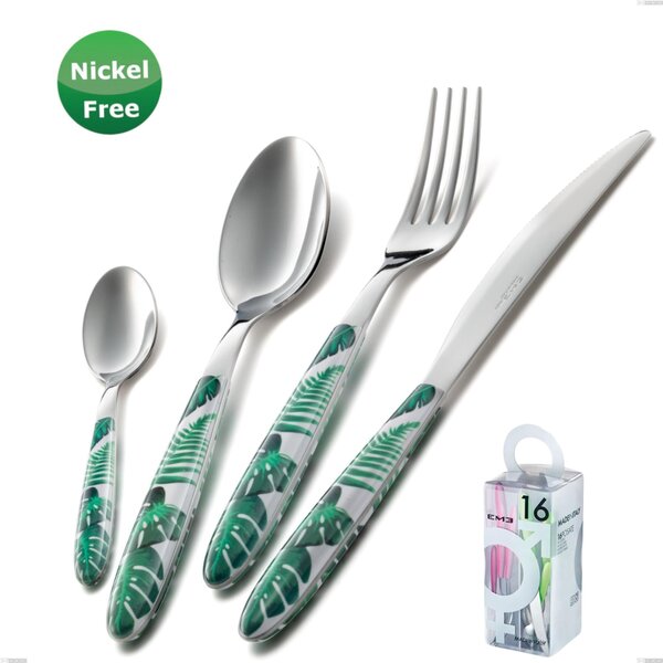 You&Me 16 Pieces Vero Jungle Green 36, Stainless Steel 18/0, Thickness 2.5 Cutlery Set