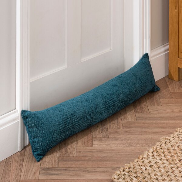 Chenille Geo Draught Excluder Peacock