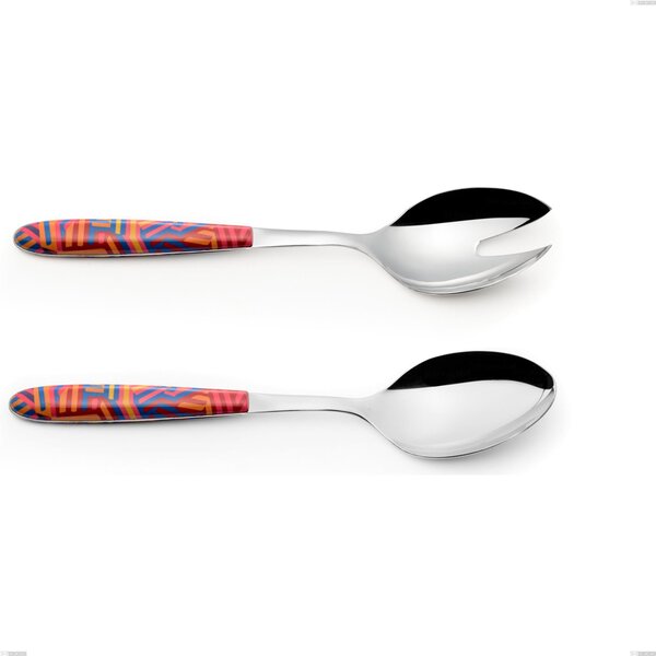 Vero Linear Salad Cutlery Pair, 18.0 Nickel Free Stainless Steel, PBT Handle with Sublimated Polished Steel, Length 250 mm